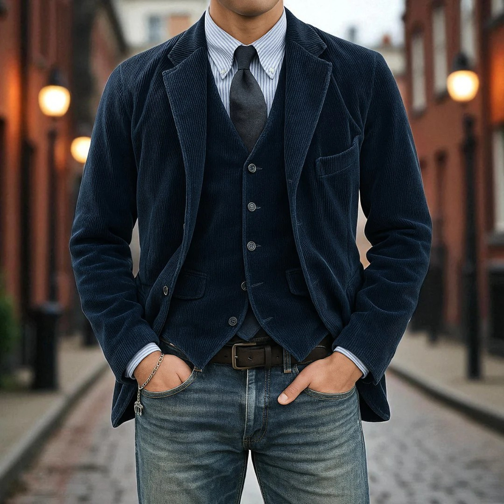 Tommy™ | Conjunto de 2 piezas: blazer y chaleco de pana