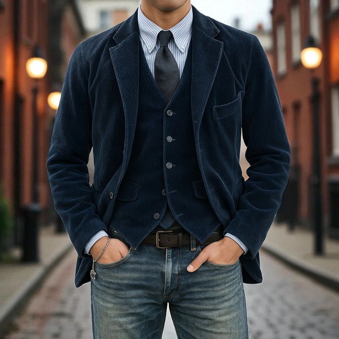 Tommy™ | Conjunto de 2 piezas: blazer y chaleco de pana