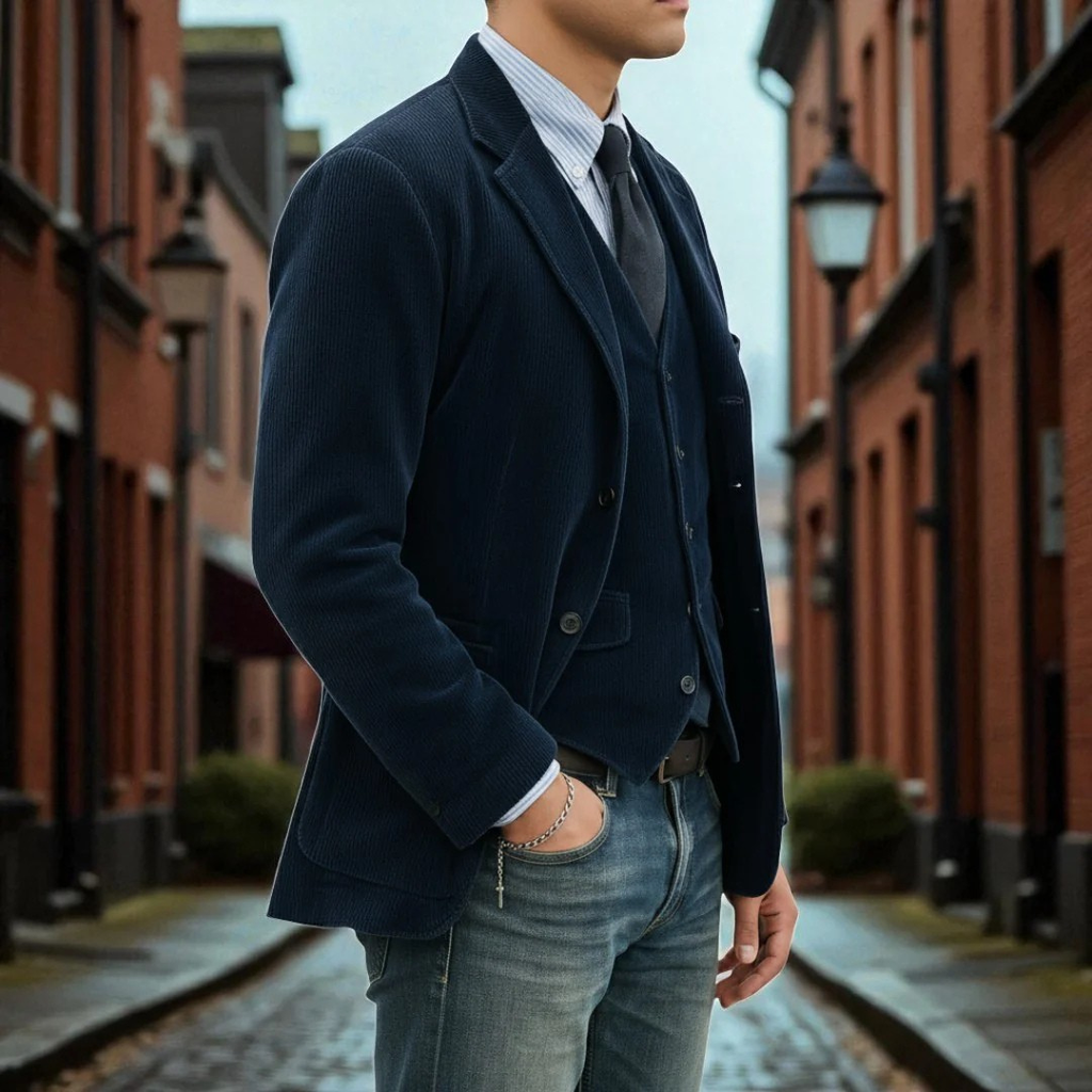 Tommy™ | Conjunto de 2 piezas: blazer y chaleco de pana