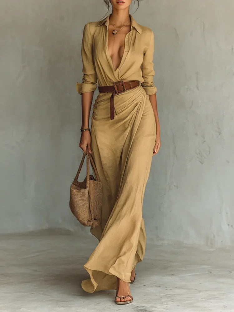 Thames Tailor | Lapel-Wrap Maxi Dress